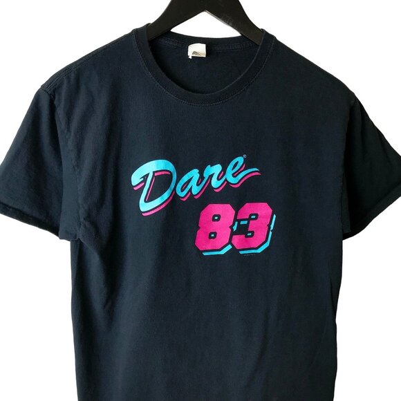 DARE 83 Graphic Tee S Black Neon Colors Retro Look Casual - Picture 2 of 14